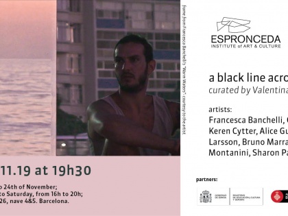 A black line across the page curated by Valentina Casacchia