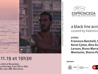 A black line across the page curated by Valentina Casacchia