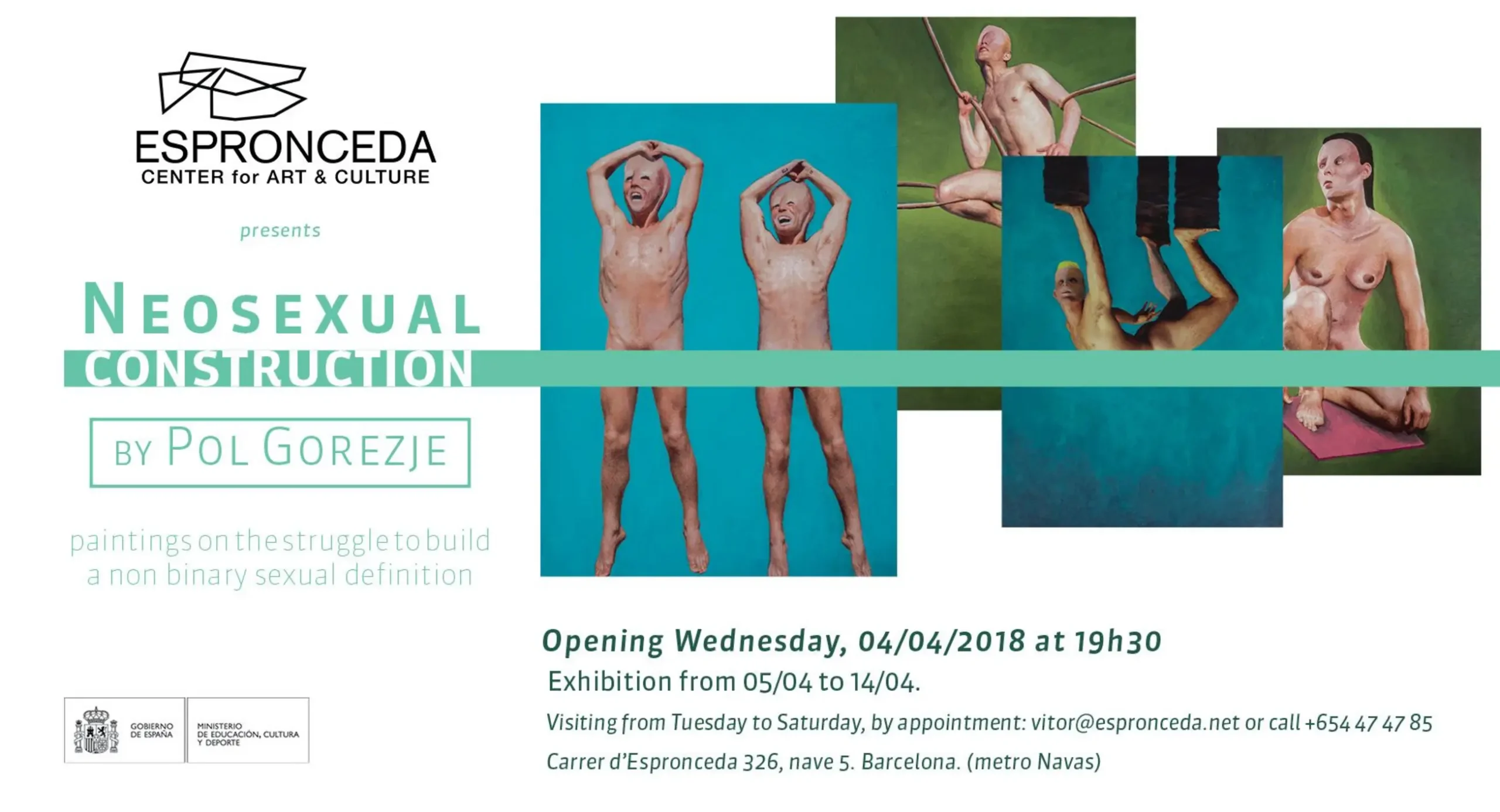 Obra de Pol Gorezje para la exposición Neosexual Construction en Espronceda, centro de arte y cultura de Barcelona, que explora identidades sexuales a través de fotografías intervenidas con pintura acrílica.
