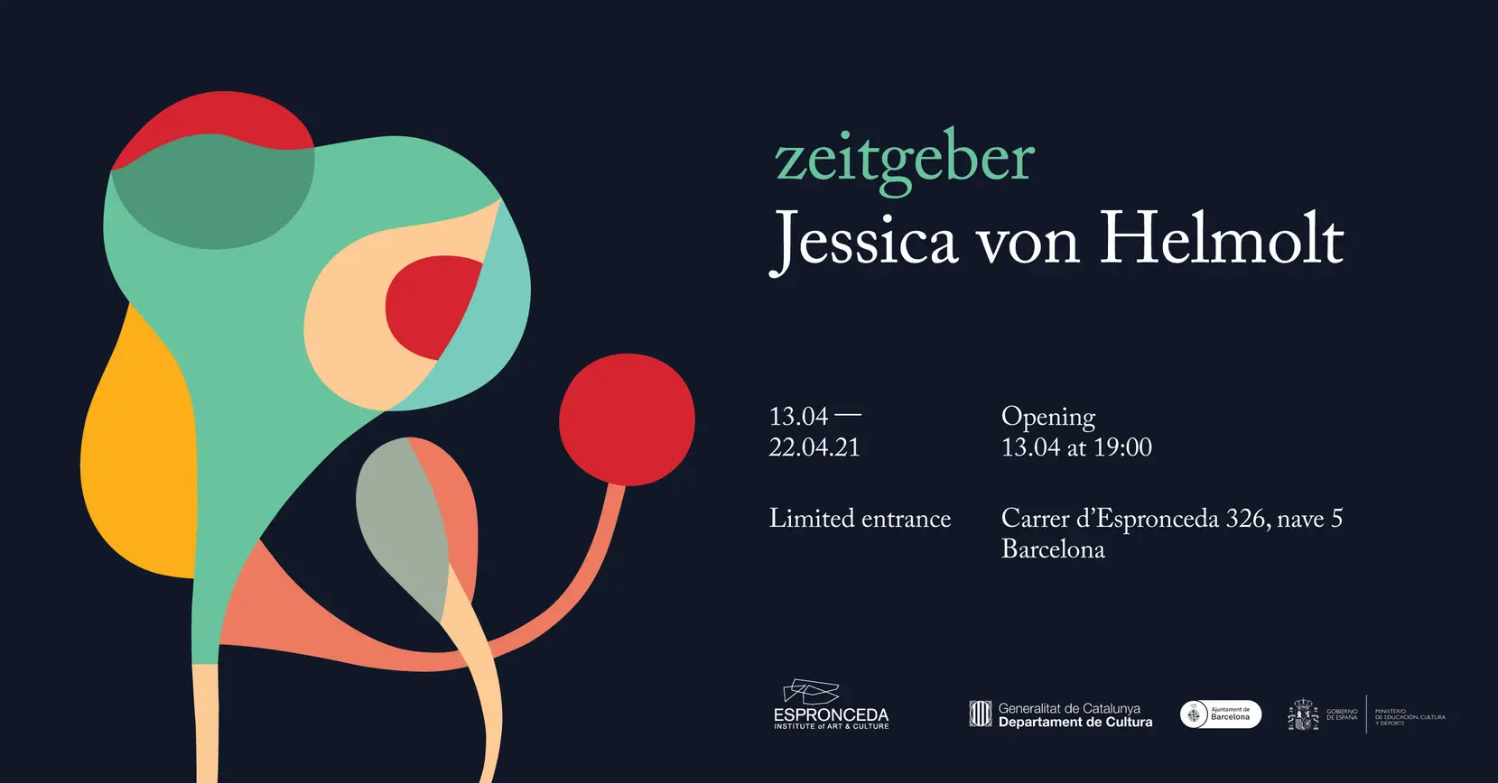 Artwork by Jessica von Helmolt for Zeitgeber, an exhibition at Espronceda Institute of Art & Culture in Barcelona exploring organic forms and environmental influences on living beings.