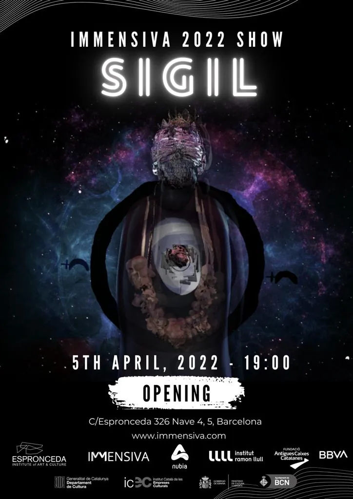 Installation view of the SIGIL collective exhibition by Immensiva 2022 at Espronceda Institute of Art & Culture in Barcelona.